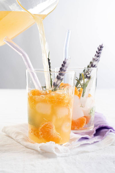 Lavender lemonade in a pitcher.