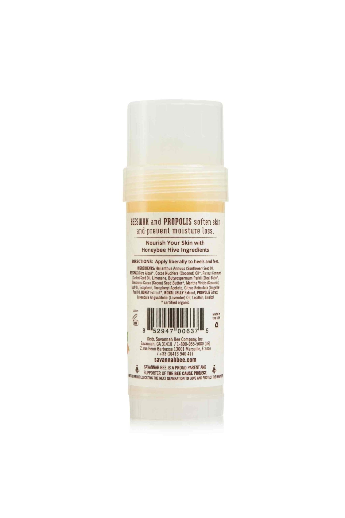 Beeswax Heel Balm Tangerine Spearmint 2 oz. back image