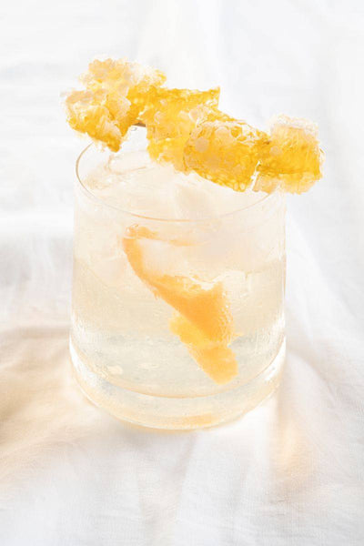 White negroni with honeycomb.