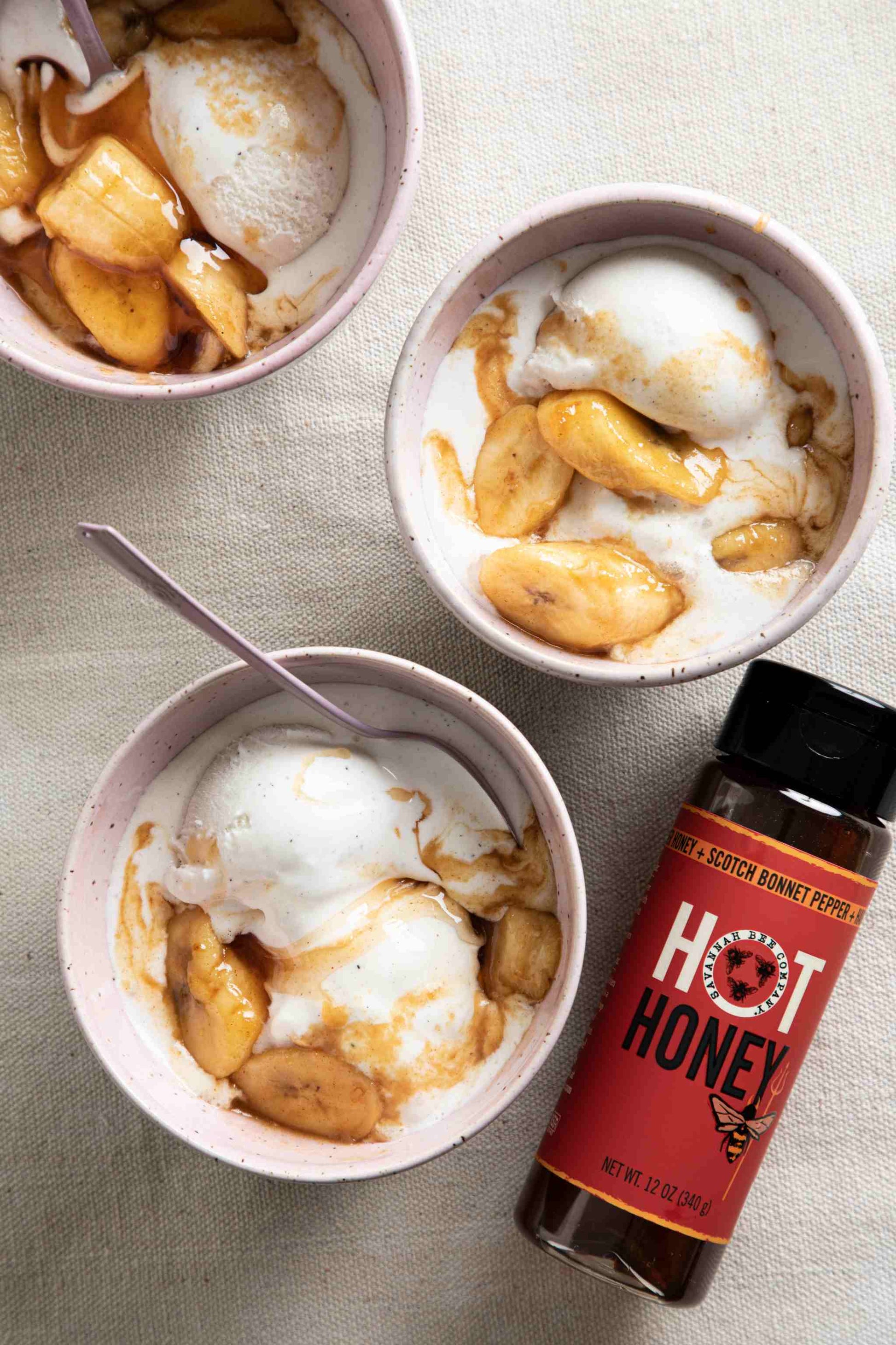Bourbon Hot Honey Banana Ice Cream.