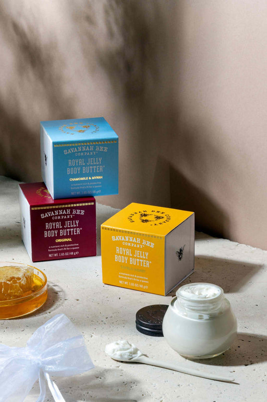 Tupelo Honey, Chamomile and Myrrh and Original Royal Jelly Body Butter 1.65 oz.
