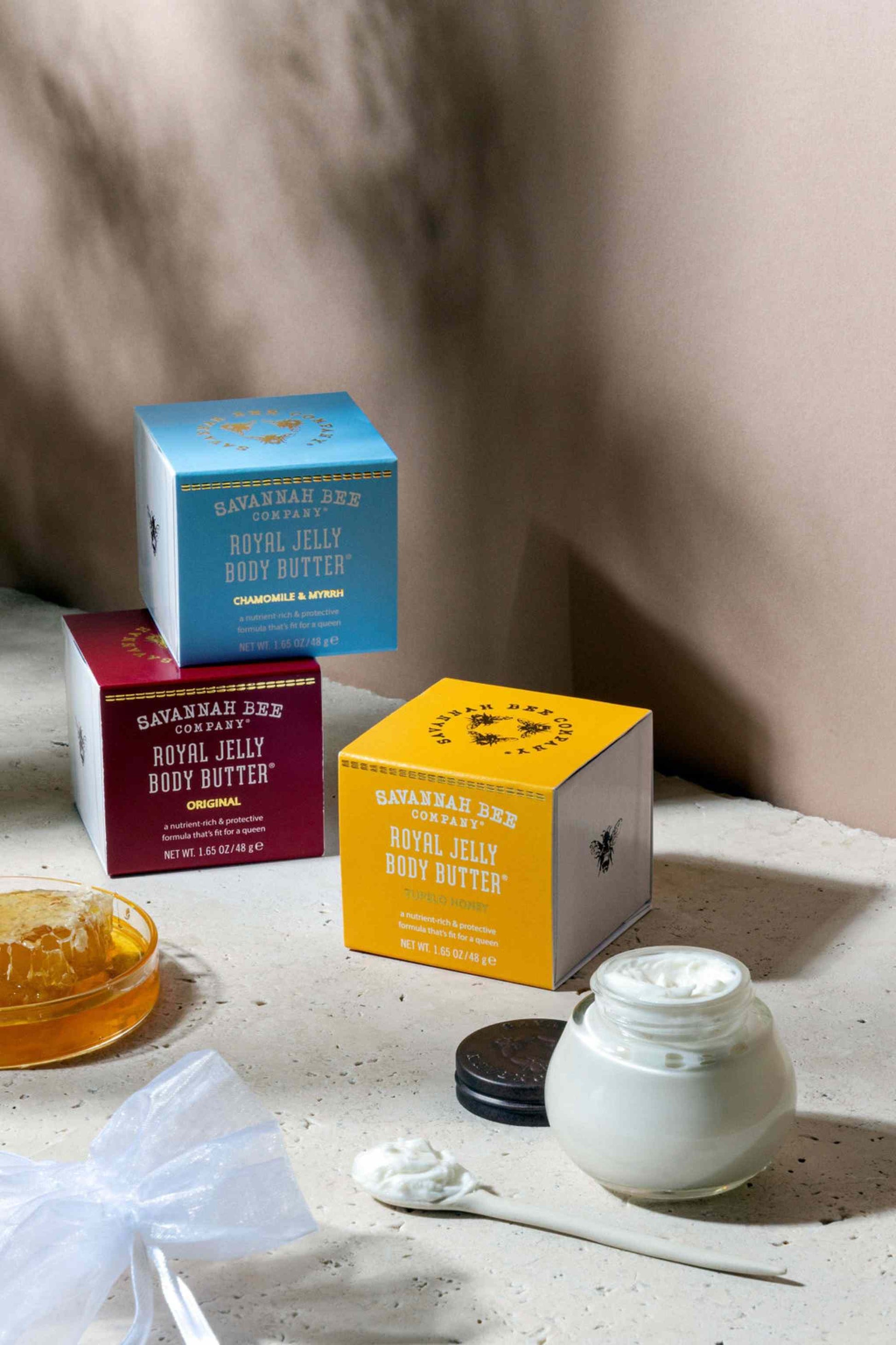 Tupelo Honey, Chamomile and Myrrh and Original Royal Jelly Body Butter 1.65 oz.